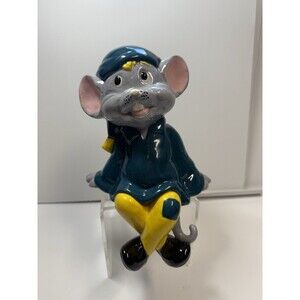 Vintage 1983 Scioto Glazed Ceramic Shelf Sitter Hanger Mouse